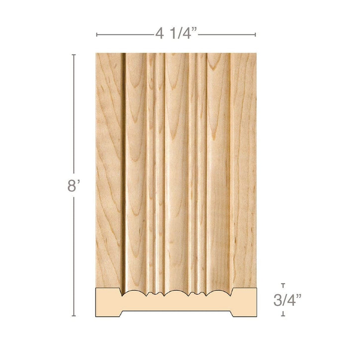 Reeded Pilaster large, 4 1/4''w x 3/4''d x 8' length, Resin is priced per 8' length Carved Mouldings White River Hardwoods Maple  