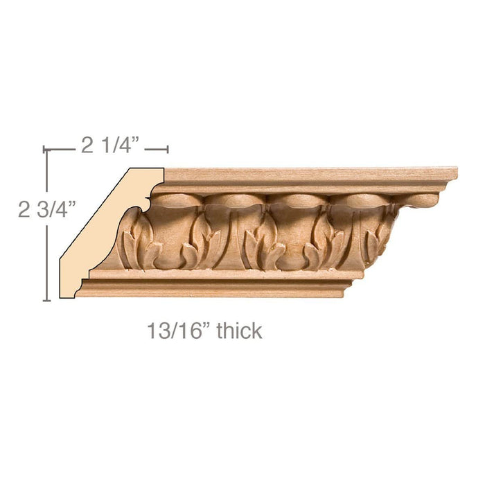 Medium Acanthus Crown (Repeats 2 1/2), 3 1/2''w x 13/16''d x 8' length, Resin is priced per 8' length Carved Mouldings White River Hardwoods   