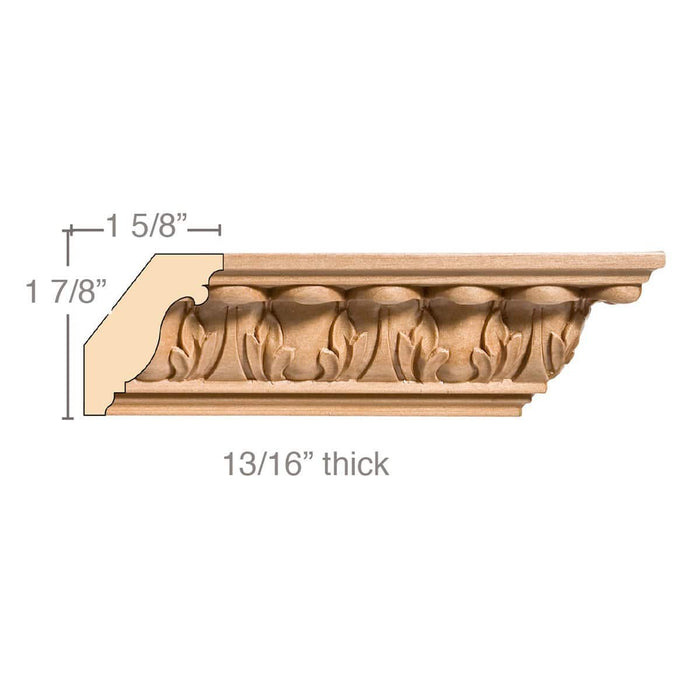 Small Acanthus Crown (Repeats 1 3/4), 2 1/2''w x 13/16''d x 8' length, Resin is priced per 8' length Carved Mouldings White River Hardwoods   