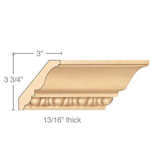 Large Egg and Dart Crown(Repeats 1 3/4), 4 3/4w'' x 13/16d'' x 8' length, Resin is priced per 8' length Carved Mouldings White River Hardwoods   