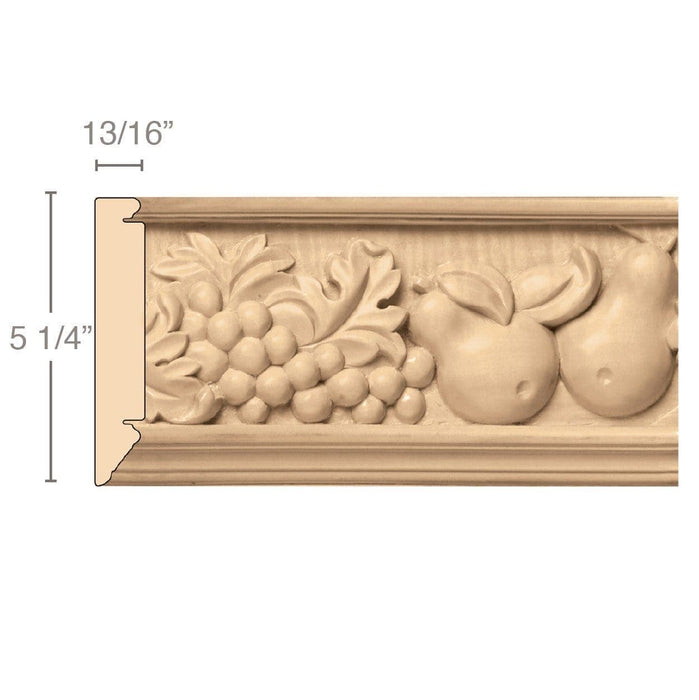 Large Tuscan Country Frieze(Repeats 21), 5 1/4''w x 13/16''d x 8' length, Resin is priced per 8' length Carved Mouldings White River Hardwoods Maple  