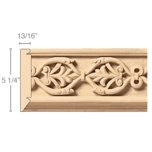 Large Running Palmette Frieze (Repeats 9 3/4), 5 1/4''w x 13/16''d x 8' length, Resin is priced per 8' length Carved Mouldings White River Hardwoods Maple  