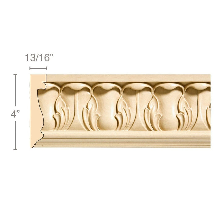 Large Acanthus Frieze, 4"w x 13/16''d, repeat 3 1/8,  x 8' length, Resin is priced per 8' length Carved Mouldings White River Hardwoods Maple  