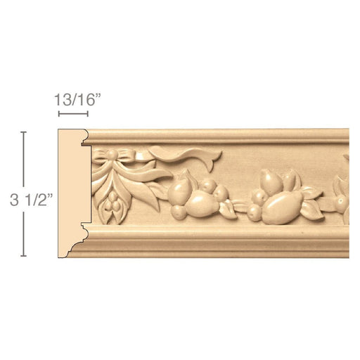 Sicilian Frieze(Repeats 9 1/4), 3 1/2''w x 13/16''d x 8' length, Resin is priced per 8' length Carved Mouldings White River Hardwoods Maple  