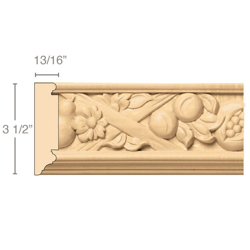 Tuscan Country Frieze (Repeats 13 1/4), 3 1/2''w x 13/16''d x 8' length, Resin is priced per 8' length Carved Mouldings White River Hardwoods Maple  