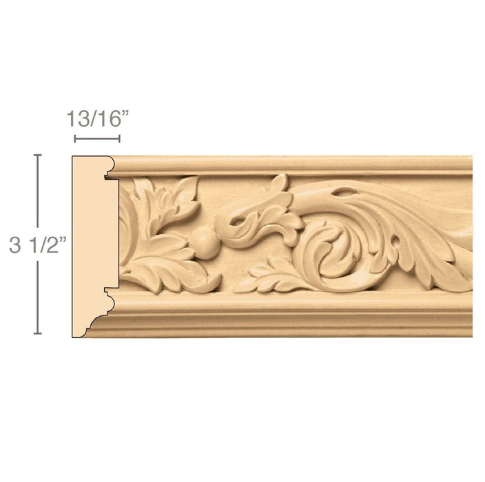 Acanthus Scrolls(Repeats 10), 3 1/2''w x 13/16''d x 8' length, Resin is priced per 8' length