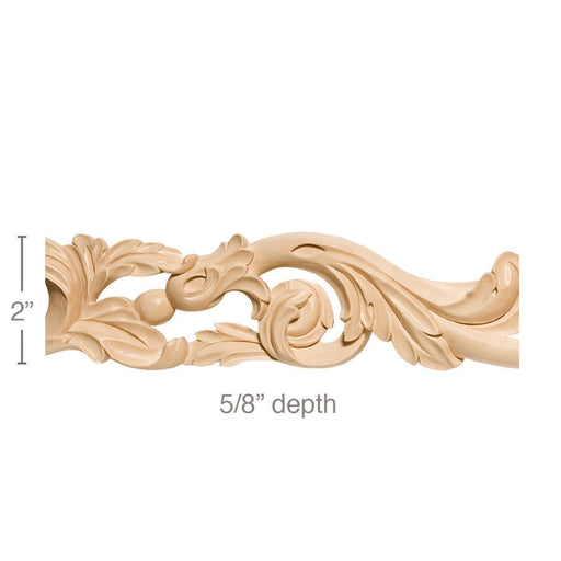 Pierced Acanthus Scrolls Frieze, 2"w x 5/8"d x 8' length, Resin is priced per 8' length Carved Mouldings White River Hardwoods Maple  