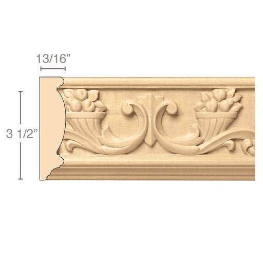 Cornucopias (Repeats 8), 3 1/2''w x 13/16''d x 8' length, Resin is priced per 8' length Carved Mouldings White River Hardwoods Maple  