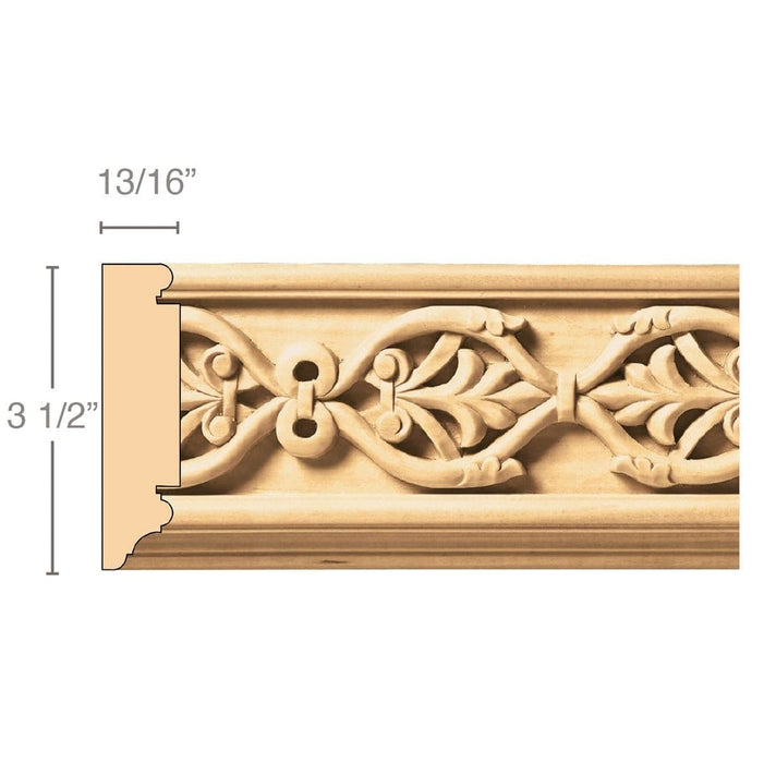 Running Palmette(Repeats 6), 3 1/2''w x 13/16''d x 8' length, Resin is priced per 8' length Carved Mouldings White River Hardwoods Maple  