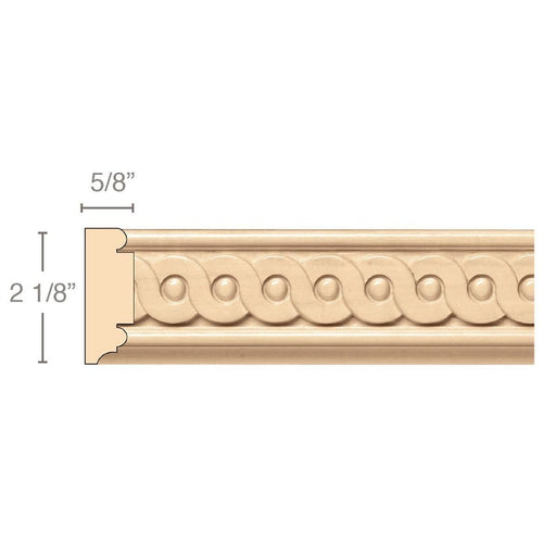 Running Coin(Repeats 1 1/8), 2 1/8''w x 5/8''d x 8' length, Resin is priced per 8' length Carved Mouldings White River Hardwoods Maple  