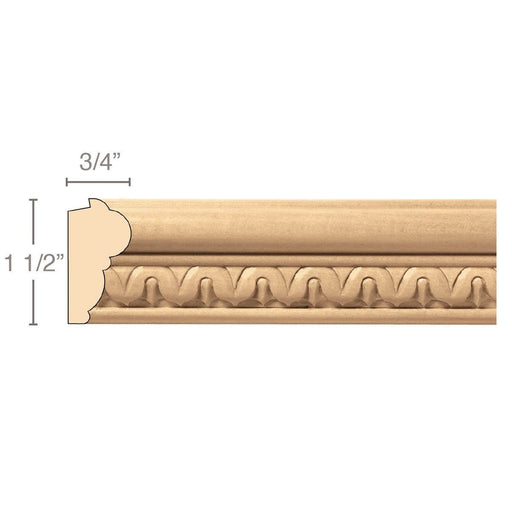 Lamb's Tongue Lipping Panel Mould (Lips 1/4 to 1/2), 1 1/2''w x 3/4''d x 8' length, Resin is priced per 8' length Carved Mouldings White River Hardwoods Maple  