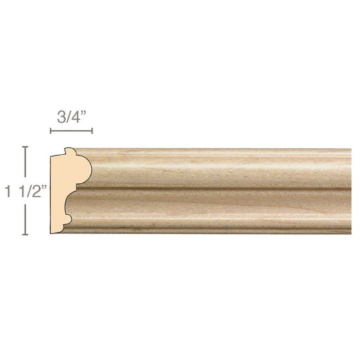 Traditional Lipping Panel Mould (Lips 1/4 to 1/2), 1 1/2''w x 3/4''d x 8' length, Resin is priced per 8' length Carved Mouldings White River Hardwoods Maple  