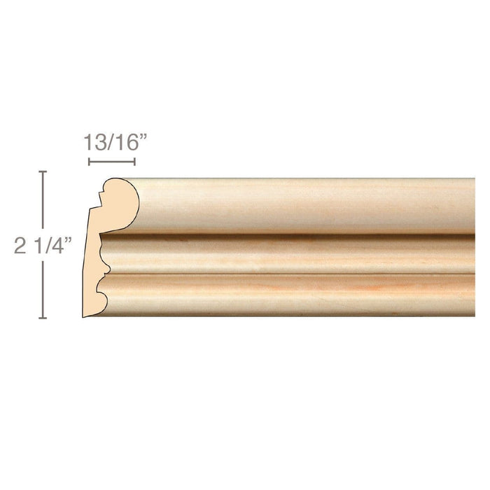 Molde de panel de reborde tradicional (labios de 1/4 a 3/4), 2 1/4'' de ancho x 3/4'' de profundidad x 8' de largo, el precio de la resina es por 8' de largo