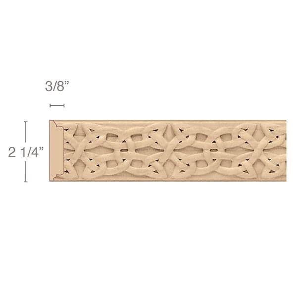 Gaelic Insert Moulding, 2 1/4"w x 3/8"d x 8' length Carved Mouldings White River Hardwoods   
