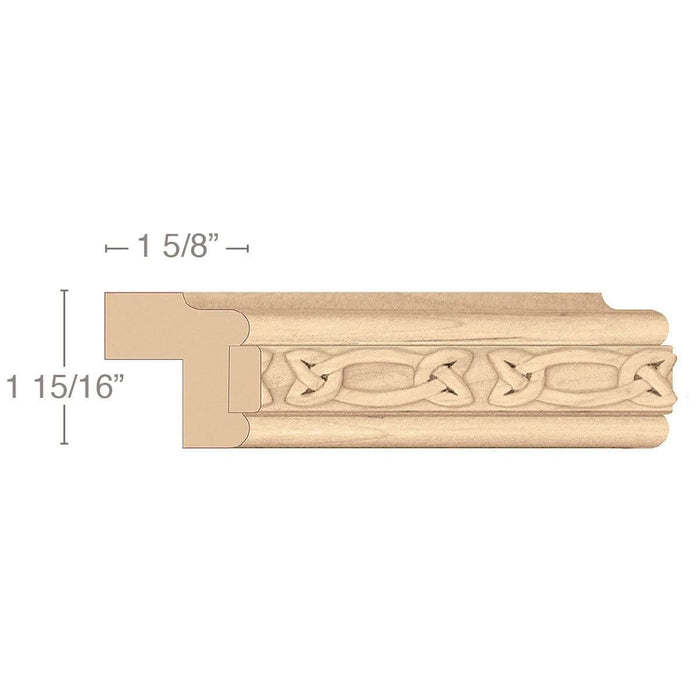 Traditional Light Rail Moulding With Gaelic Insert, 1 15/16"w x 1 5/8"d x 8' length Carved Mouldings White River Hardwoods   
