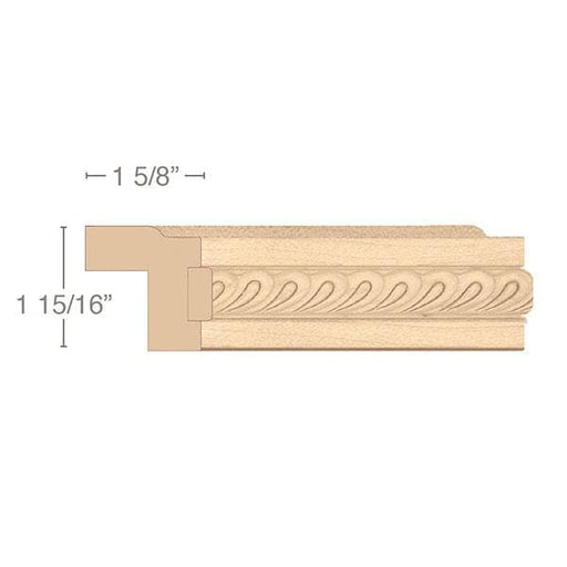 Contemporary Light Rail Moulding With Madeline Insert, 1 15/16"w x 1 5/8"d x 8' length Carved Mouldings White River Hardwoods   