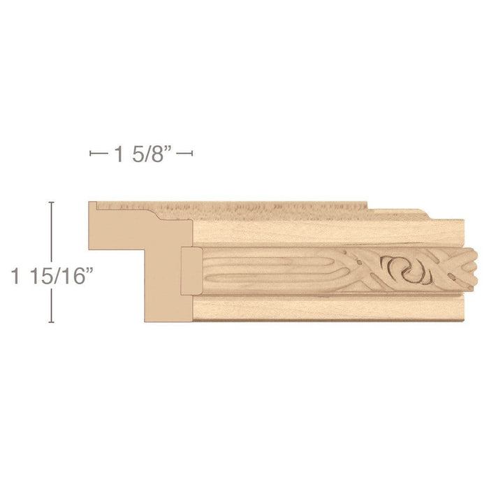 Contemporary Light Rail Moulding With Nouveau Insert, 1 15/16"w x 1 5/8"d x 8' length Carved Mouldings White River Hardwoods   