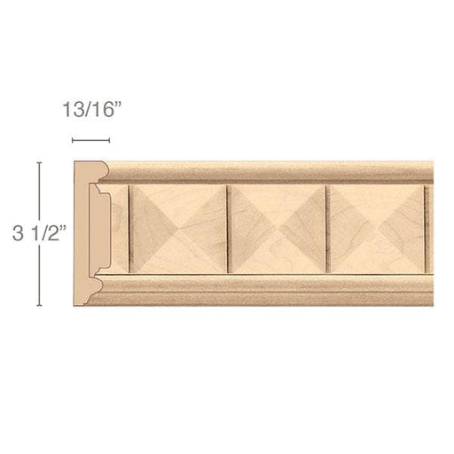 Frieze With Pinnacle Insert, 3 1/2"w x 13/16"d x 8' length Carved Mouldings White River Hardwoods   
