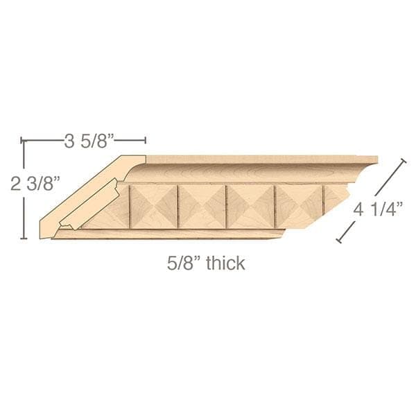 Crown Moulding With Pinnacle Insert, 4 1/4"w x 5/8"d x 8' length