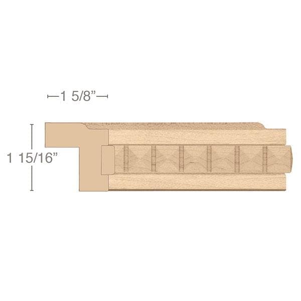 Contemporary Light Rail Moulding With Pinnacle Insert, 1 15/16"w x 1 5/8"d x 8' length Carved Mouldings White River Hardwoods   
