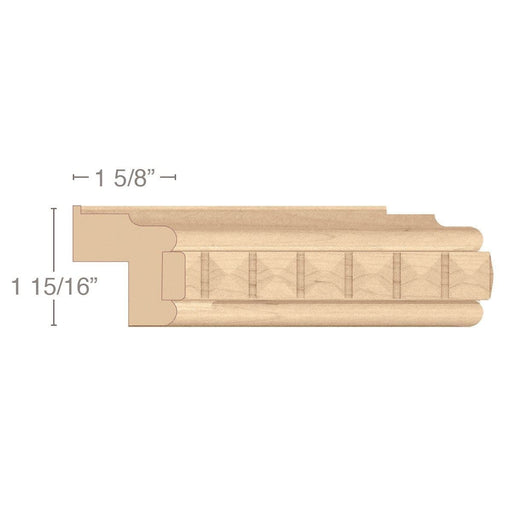 Traditional Light Rail Moulding With Pinnacle Insert, 1 15/16"w x 1 5/8"d x 8' length Carved Mouldings White River Hardwoods   