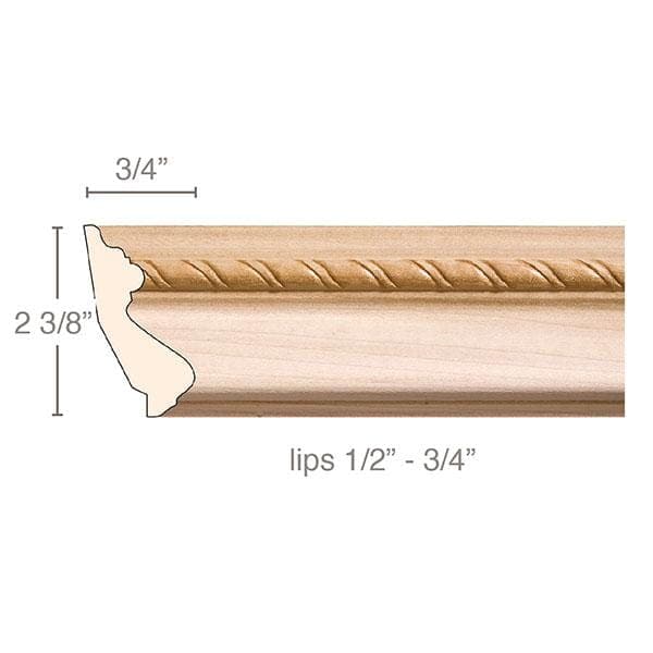 Rope (Lips 1/2 - 3/4), 2 3/8''w x 3/4''d Panel Mouldings White River Hardwoods   