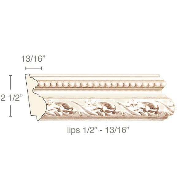 Running Leaf with Beads (Lips 1/2 - 13/16), 2 1/2''w x 13/16''d Panel Mouldings White River Hardwoods   