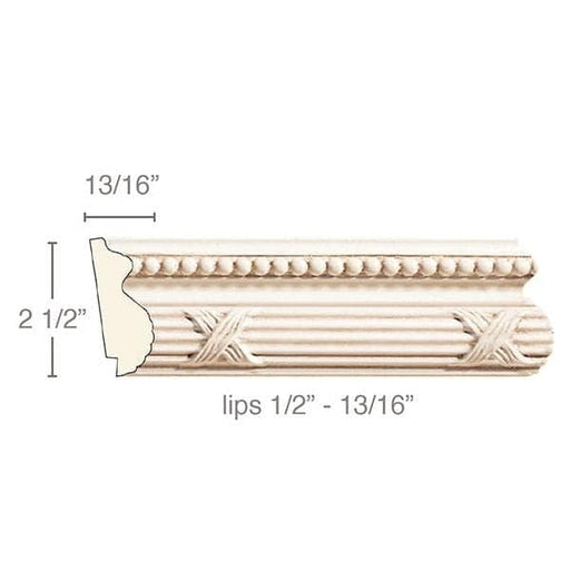 Reed & Ribbon with Beads (lips 1/2 - 13/16), 2 1/2''w x 13/16''d Panel Mouldings White River Hardwoods   