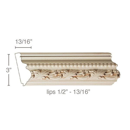 Running Leaf & Bead,  3"w x 13/16"d, (lips 1/2" to 13/16) Panel Mouldings White River Hardwoods   