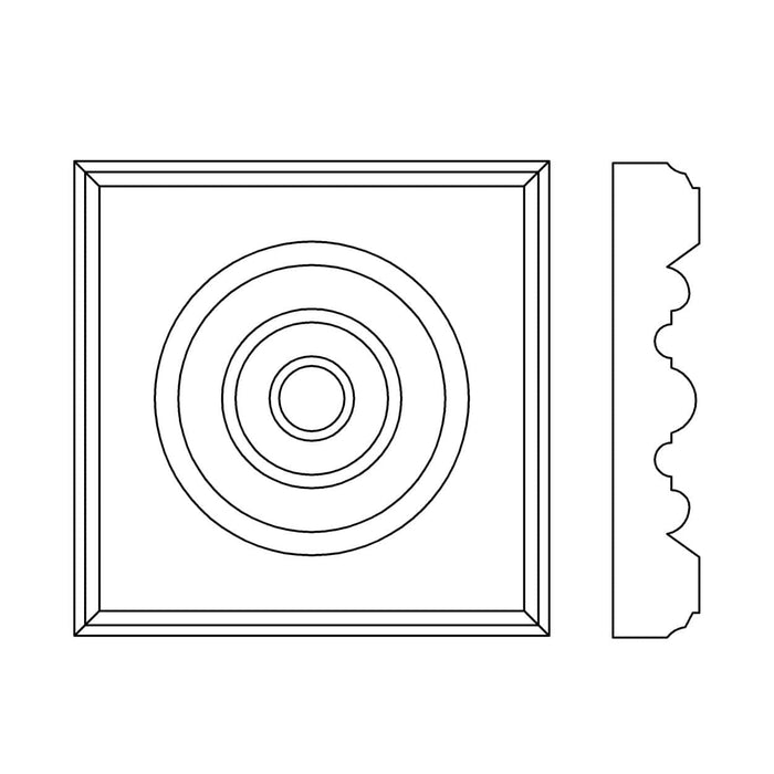 Roseta Bullseye (Acepta espesores de revestimiento de hasta 13/16 x 4 3/4 - 5), 5 1/2'' x 5 1/2'' x 1''