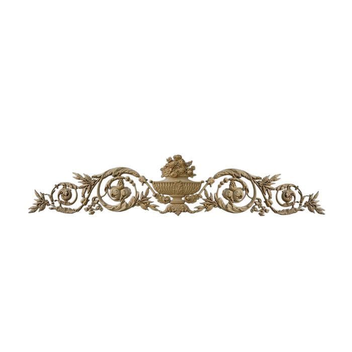 Louis XVI Floral Cartouche, 54 3/4"w x 12"h x 1"d, Made To Order, Minimum Order Amount $300 Onlays - Composition Ornament White River Hardwoods   