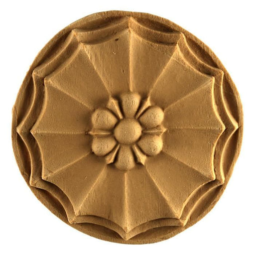 Colonial Circle Rosette Onlay, 3 7/16"w x 3 7/16"h x 3/8"d, Made To Order, Minimum Order Amount $300 Onlays - Composition Ornament White River Hardwoods   