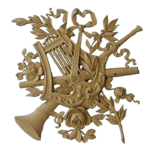 Louis XVI Musical Instrument Onlay, 10 3/4"w x 11"h x 3/8"d, Made To Order, Minimum Order Amount $300 Onlays - Composition Ornament White River Hardwoods   